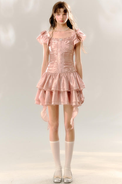 Birthday Cake Pink Pleated Dress