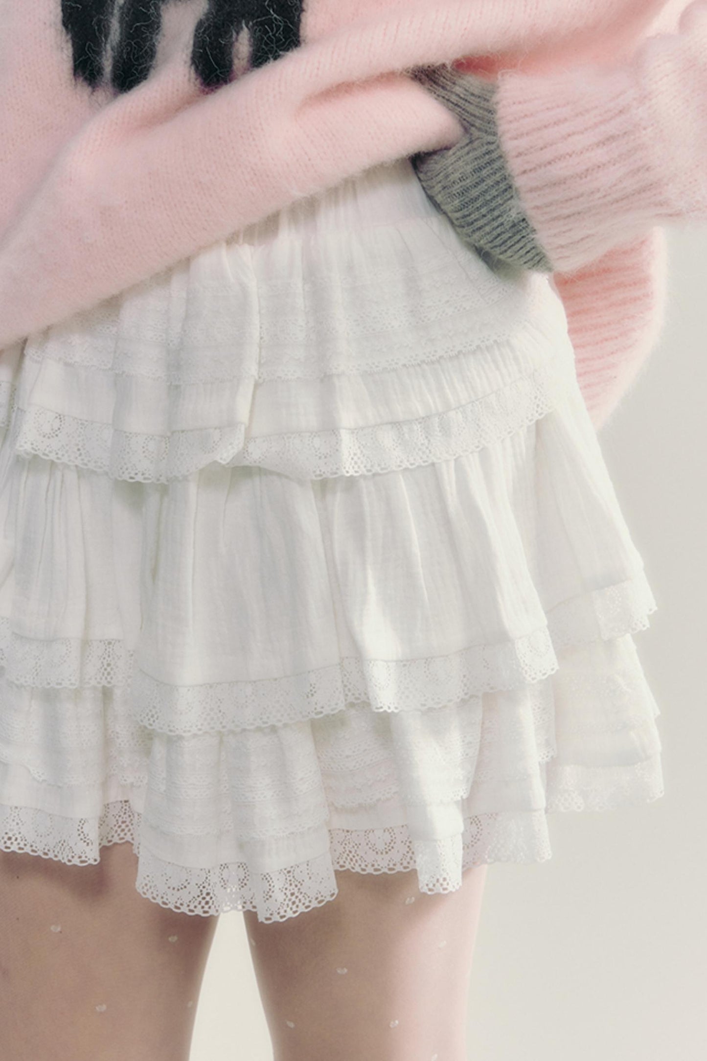 White Lace Cake Short Skirt