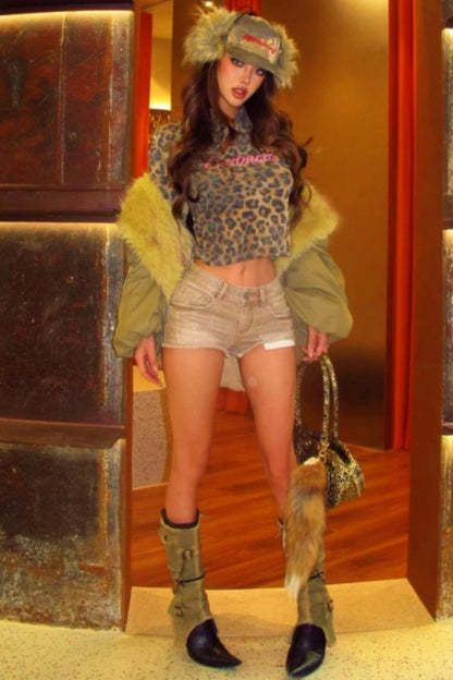 Leopard Print Polo Top