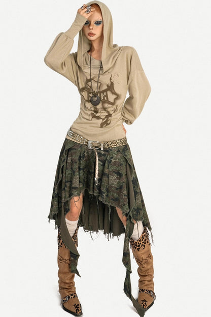 Autumn Camo Denim Skirt