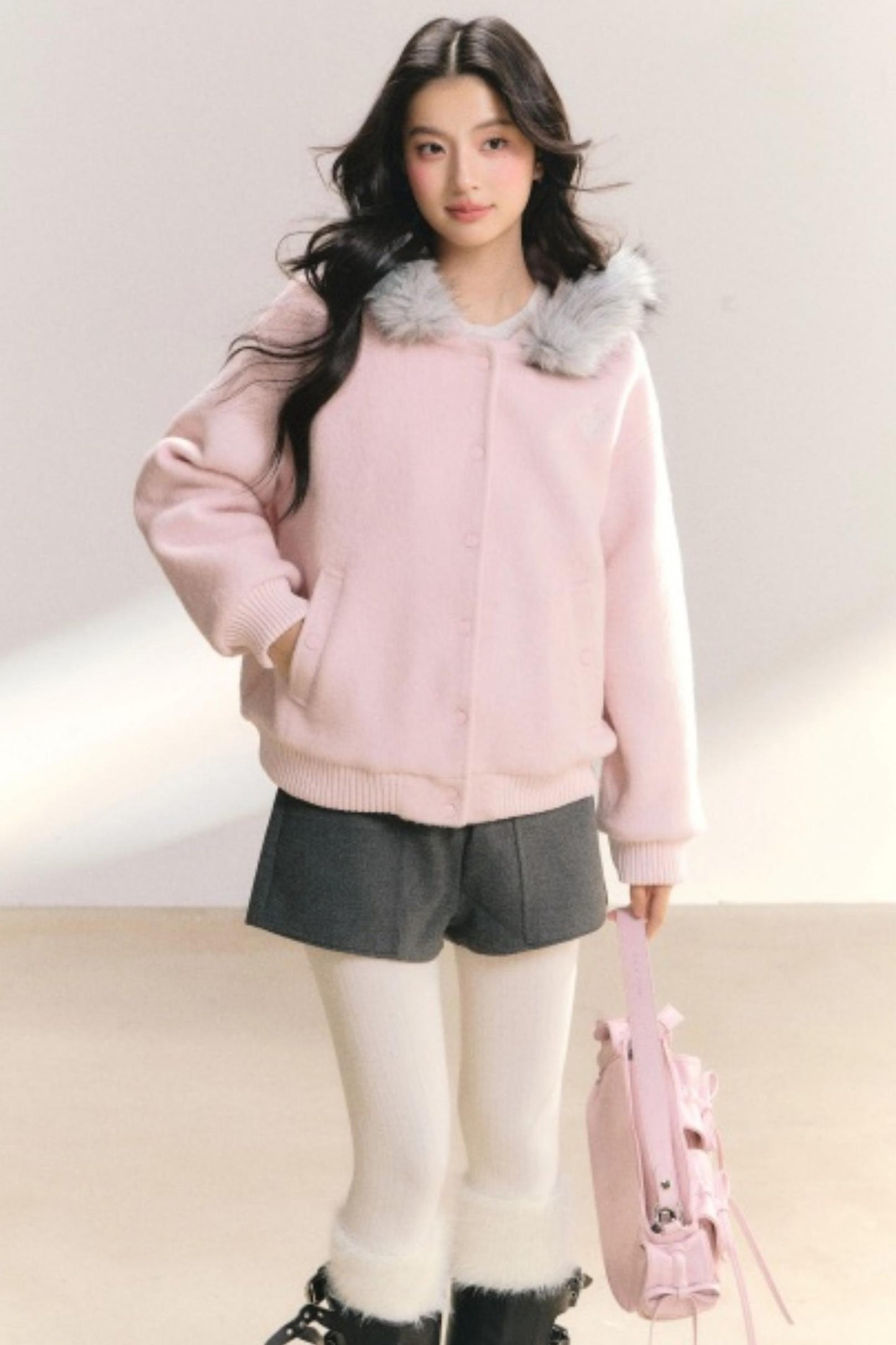 Pink Peach Woolen Jacket