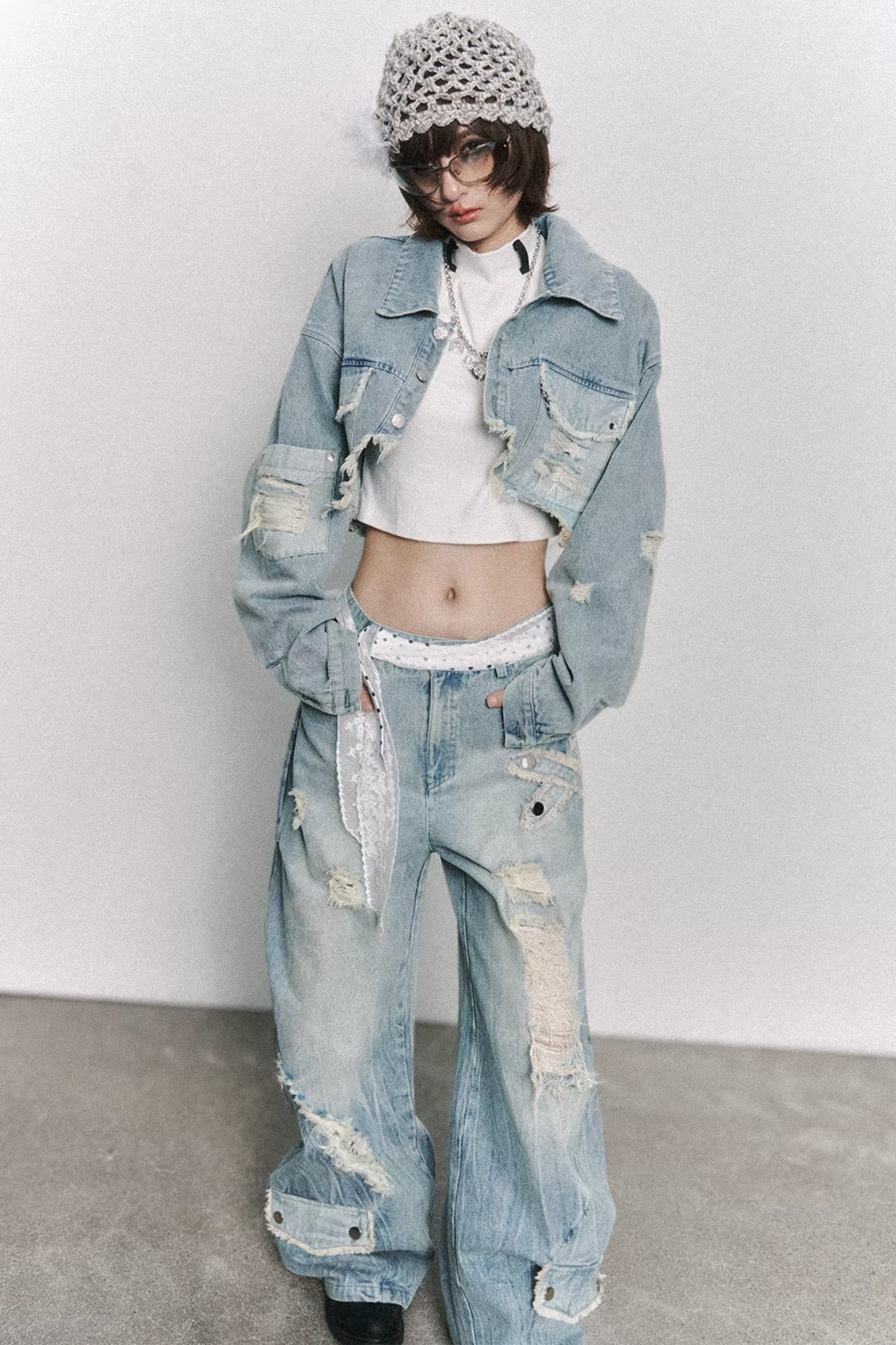 Retro Washed Wide-Leg Jeans