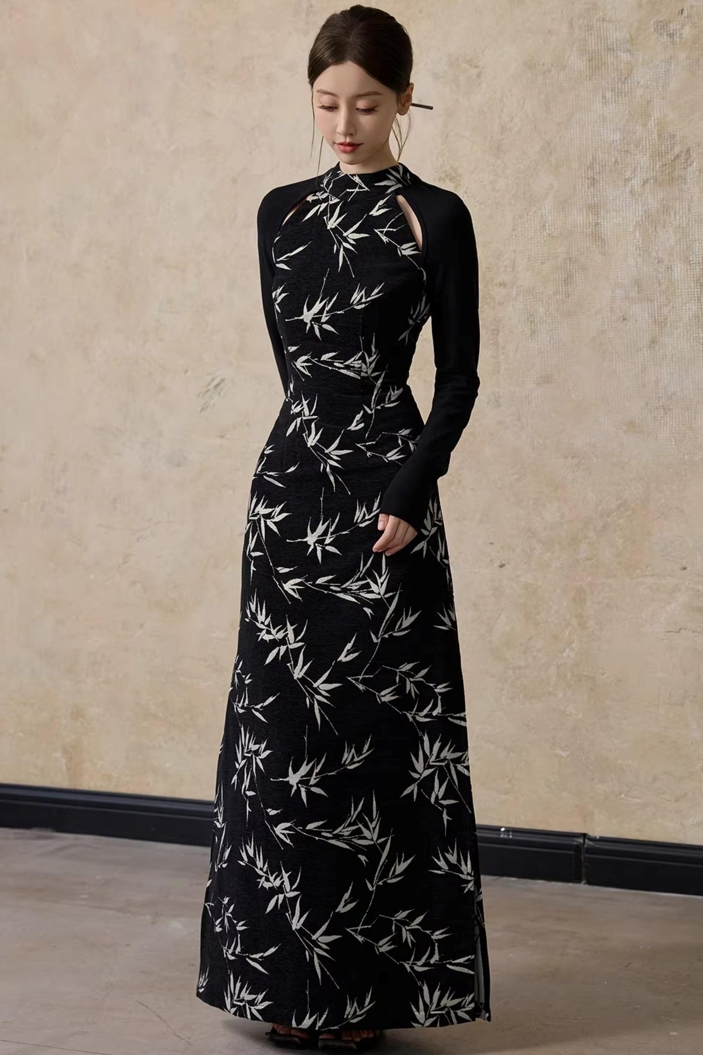 Bamboo Leaf Cheongsam Dress