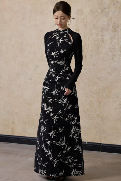 Bamboo Leaf Cheongsam Dress