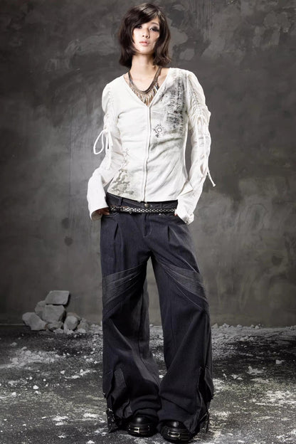 Retro-Denimhose mit weitem Bein