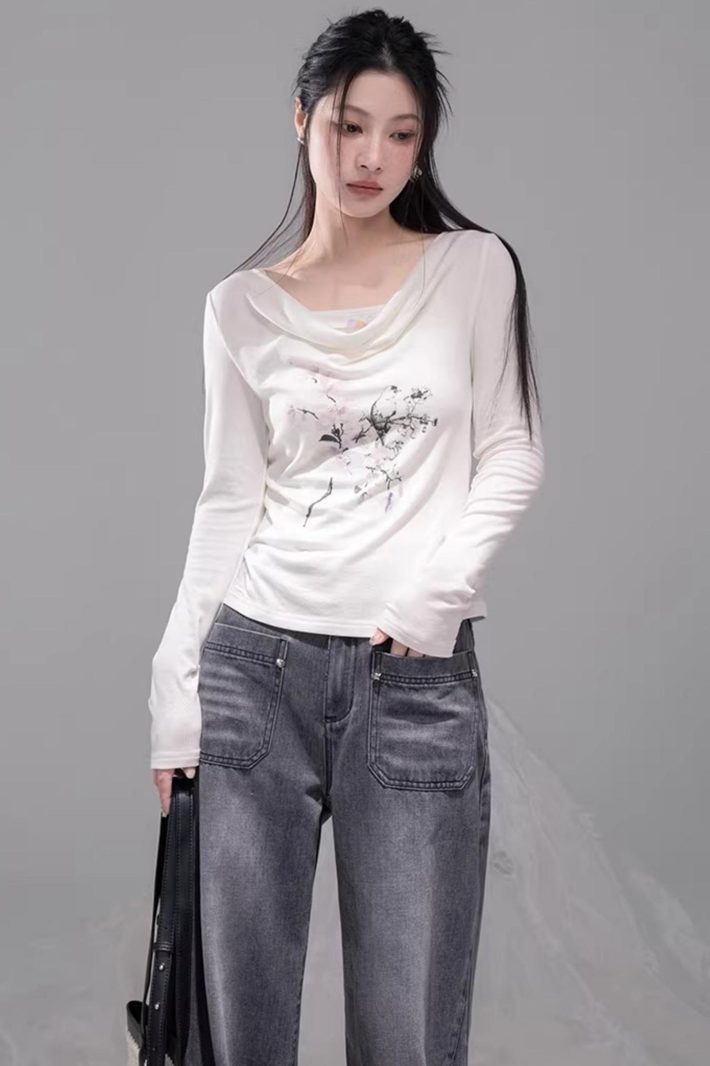 Ink Gray Distressed Jeans