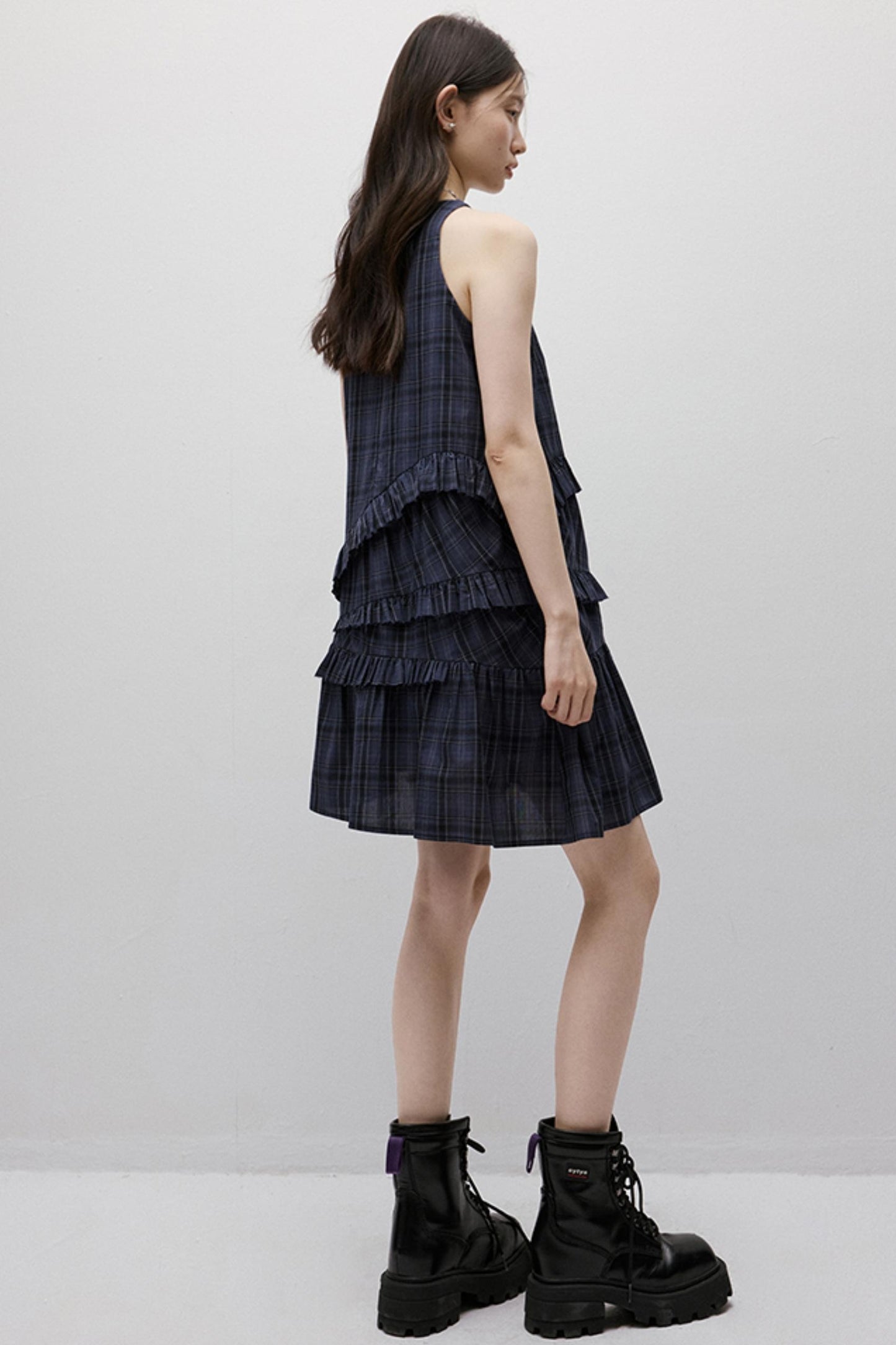 Midnight Blue Check Dress