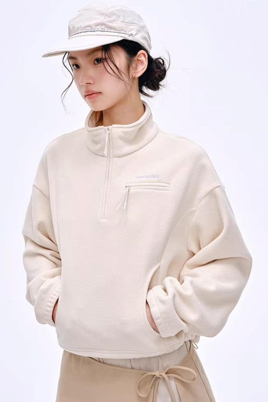 Lightweight Drawstring Sweatshirt Jacket