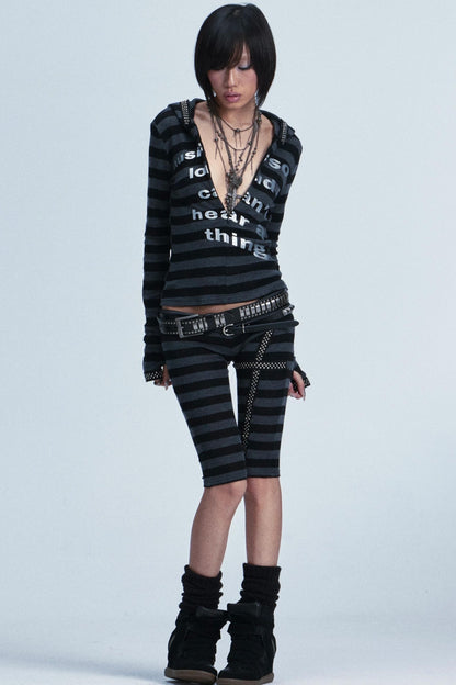 Elastic Striped Fingerless Top Set-Up