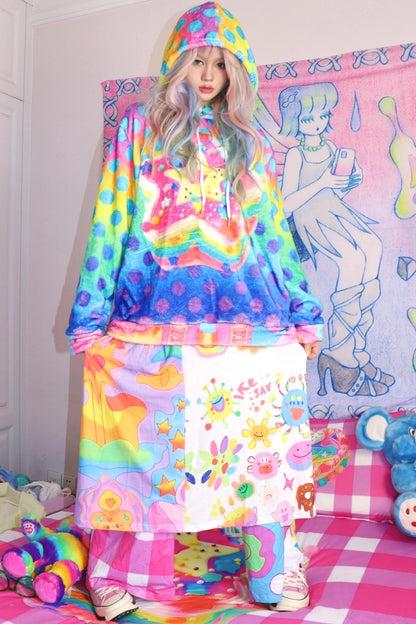 Colourful Polka Dot Hooded Sweatshirt