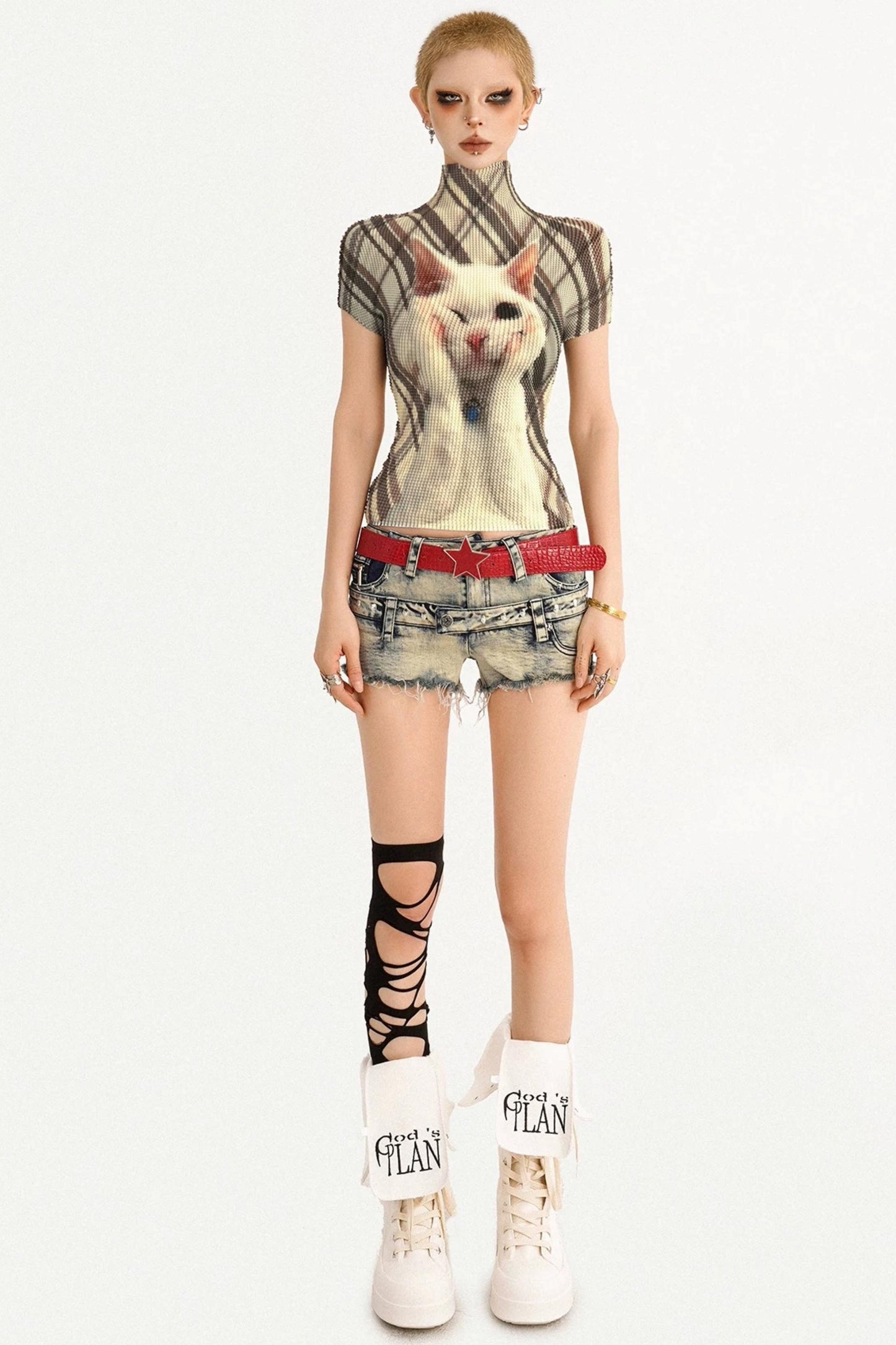 Distressed Low-Waist Denim Shorts