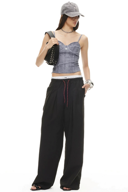 Denim Pleated Camisole Top