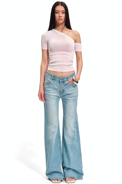 Asymmetrical Ice Linen Top