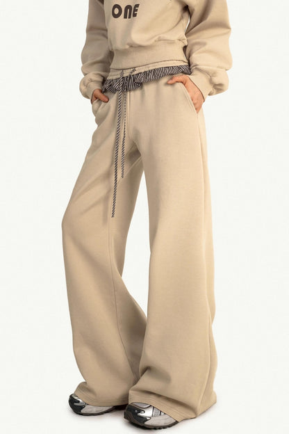 Slanted Shoulder Wide-Leg Pants Set-Up