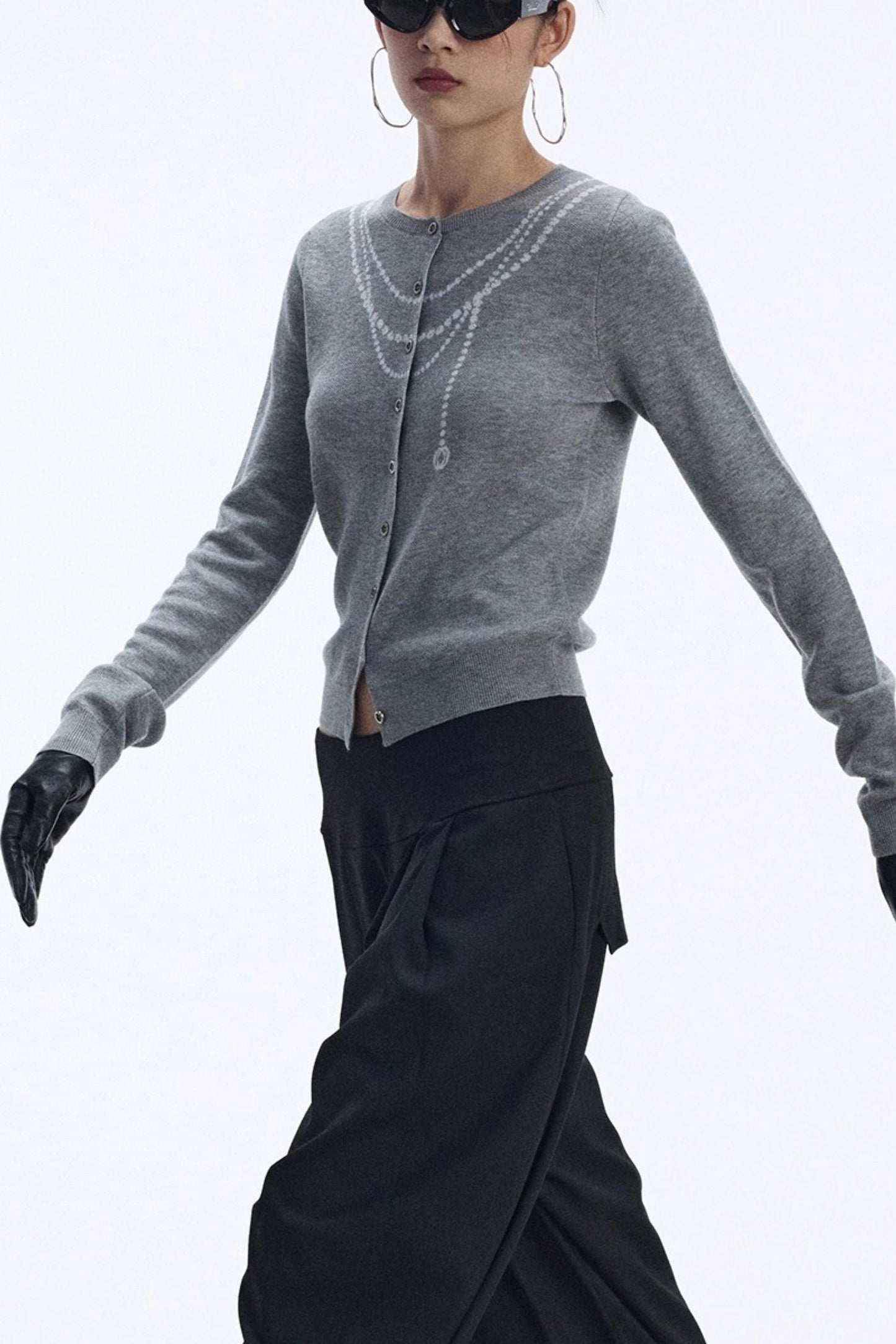 Contrasting Pearl Cardigan