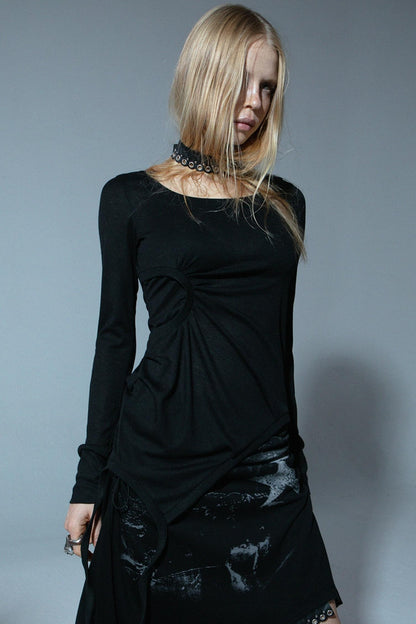 Irregular Hooded Long Sleeve T-Shirt