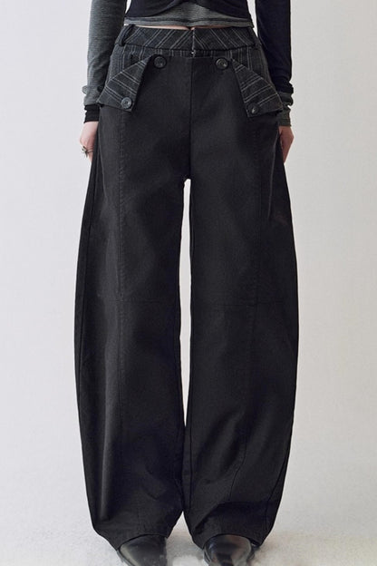 Double Waist Scimitar Loose Jeans