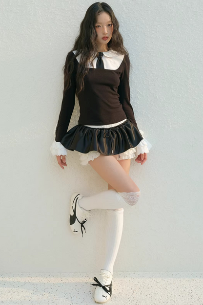 Ruffled Polka Dot Pants Skirt