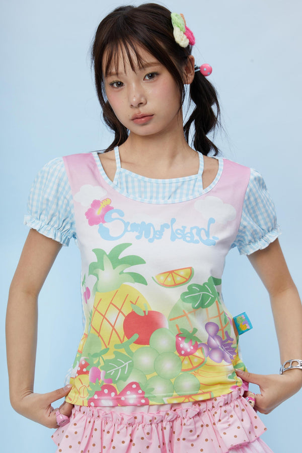 Fruit Check Print T-Shirt