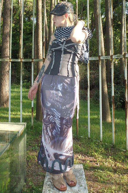 Illusion Stripe Drawstring Bustier Top