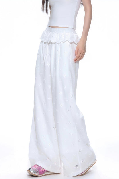 Floral Lace Wide-Leg Pants