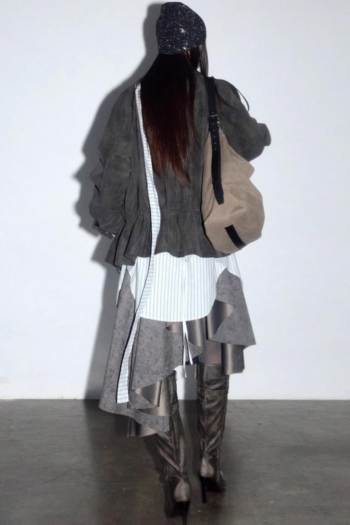 Distressed Matte PU Leather Cargo Jacket