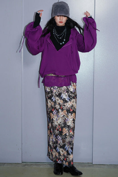 Gold Floral Pleated Skirt