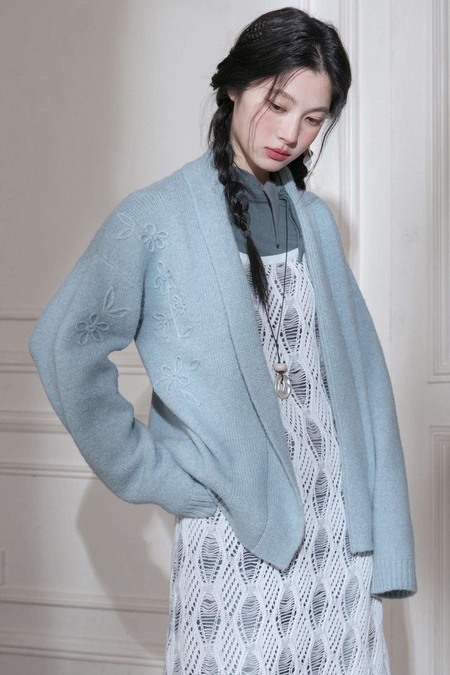 Hand-Cranked Jacquard Woolen Sweater Set