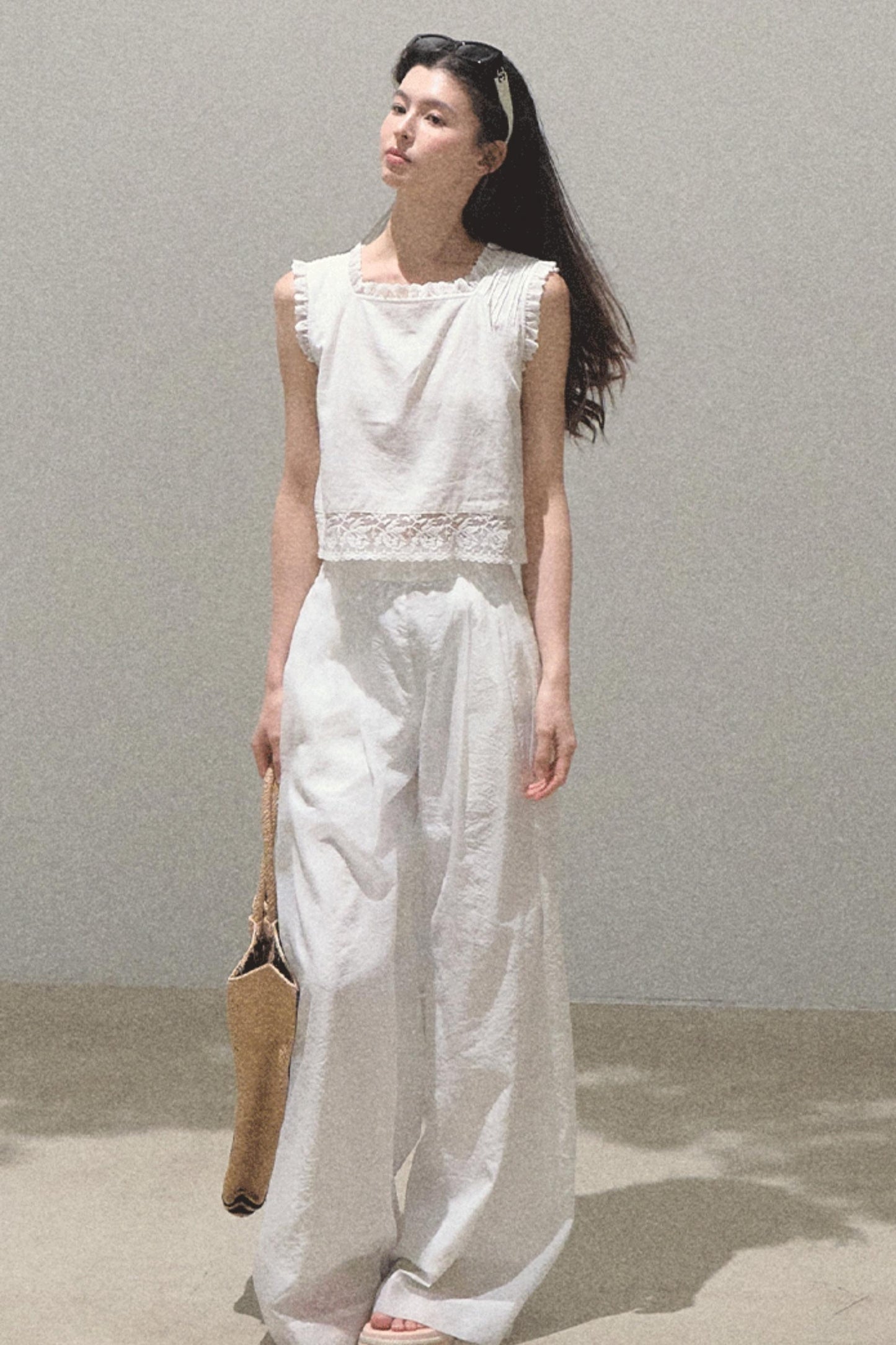 Linen Square Collar Top