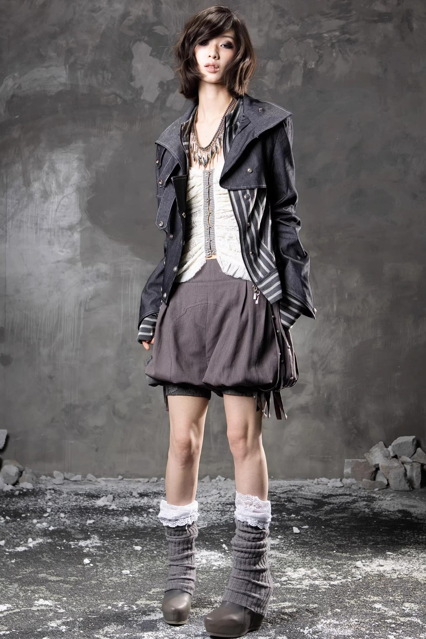Denim Patchwork Striped Jacket