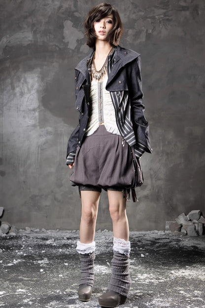 Denim Patchwork Striped Jacket