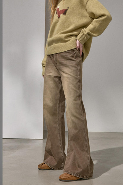 Embroidered Flared Denim Pants