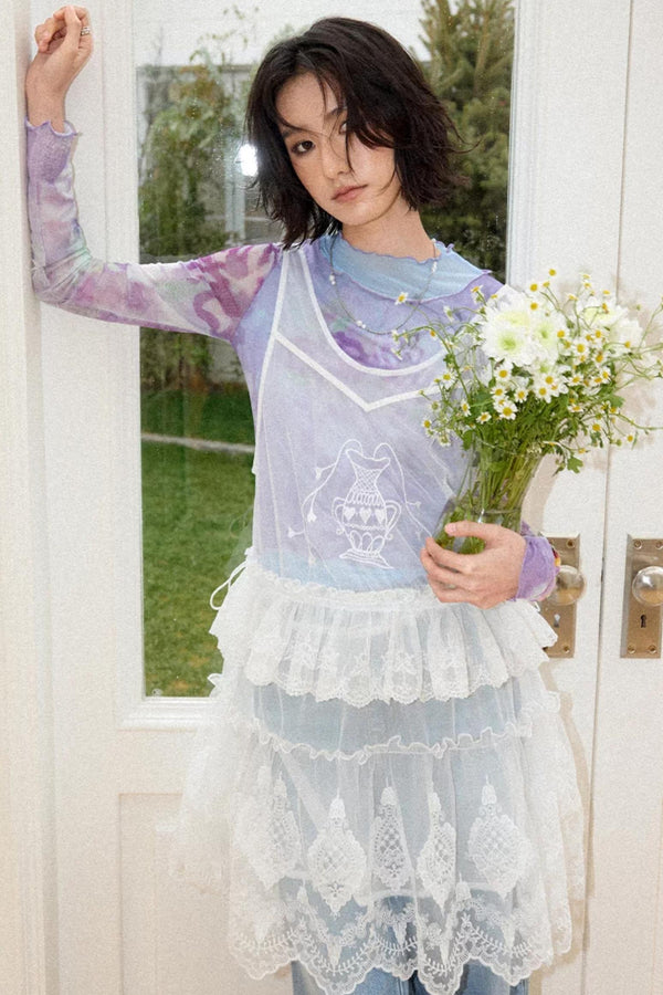 Veil Embroidery Lace Cover Up Dress