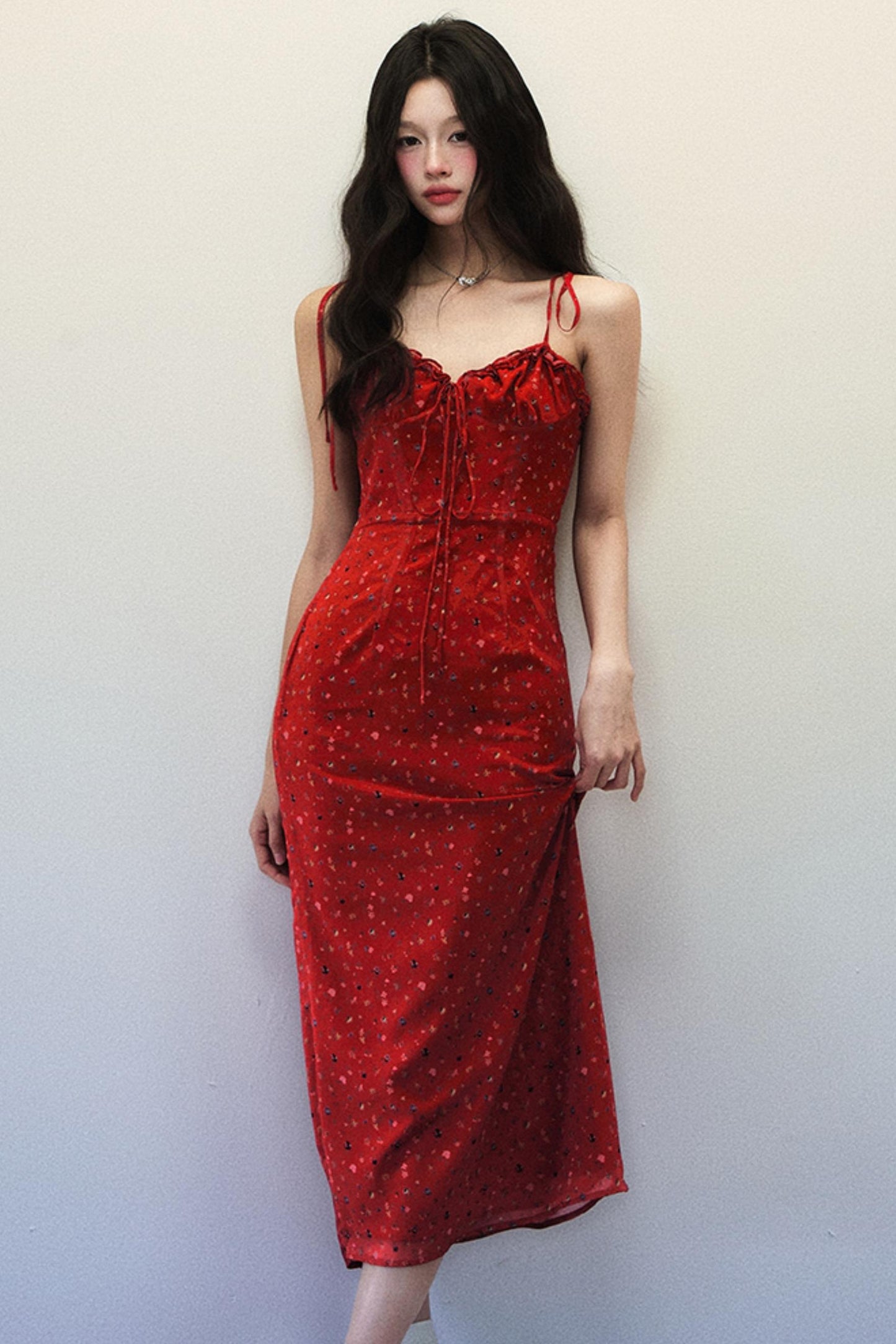 Classic Pink Floral Summer Sling Dress