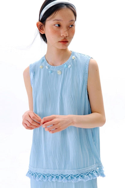 Blues Beach Fringed Vest Set-Up