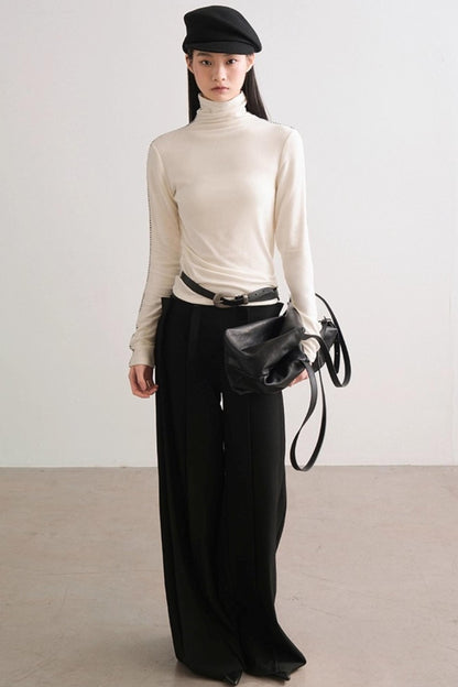 Color-Block High Neck Knit Top