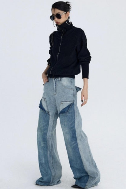 Slim Fit High-Neck Knit Cardigan