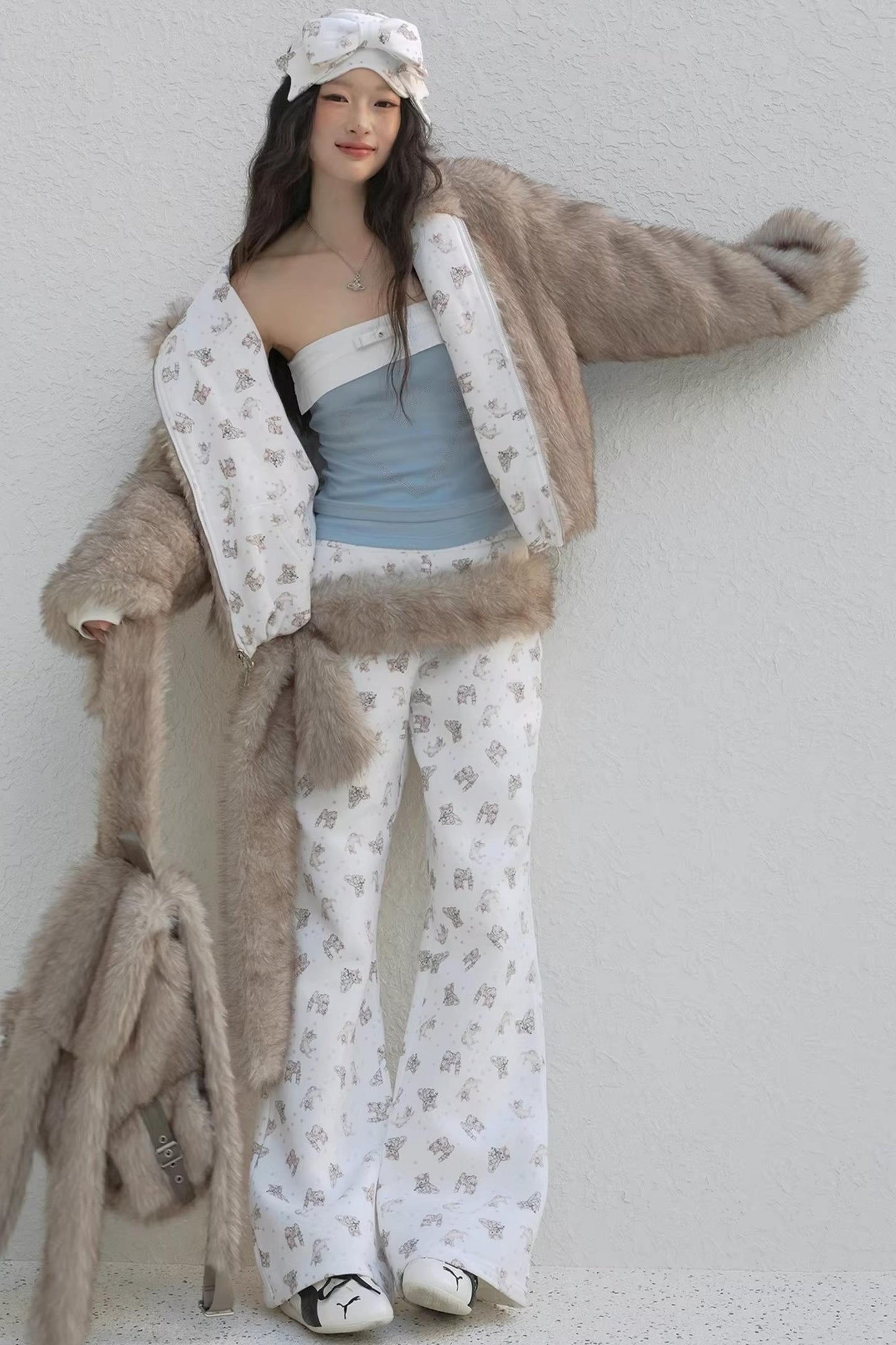 Cat Print Fleece Sweatpants