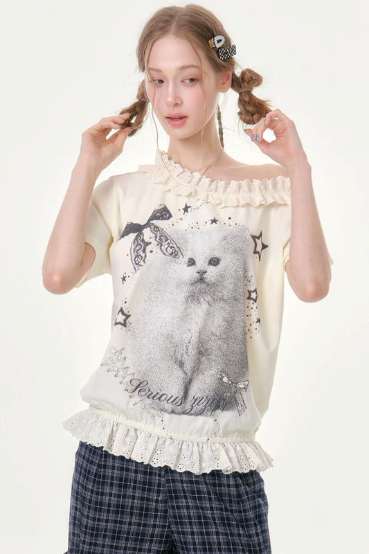 Star Dust Cat Lace T-Shirt