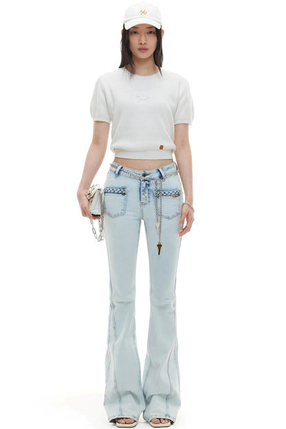 Hand-Woven Denim Flared Pants