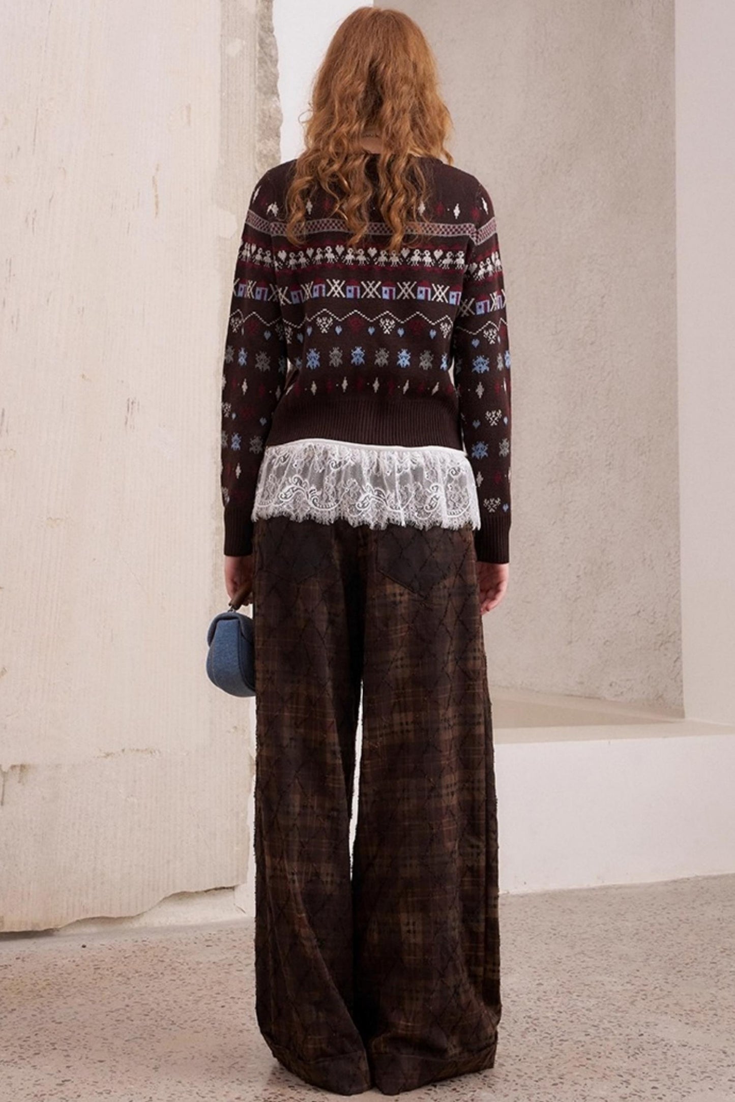 Jacquard Embroidery Slim Cardigan