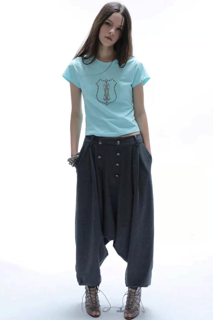 Y2K Rhinestone Cropped T-Shirt