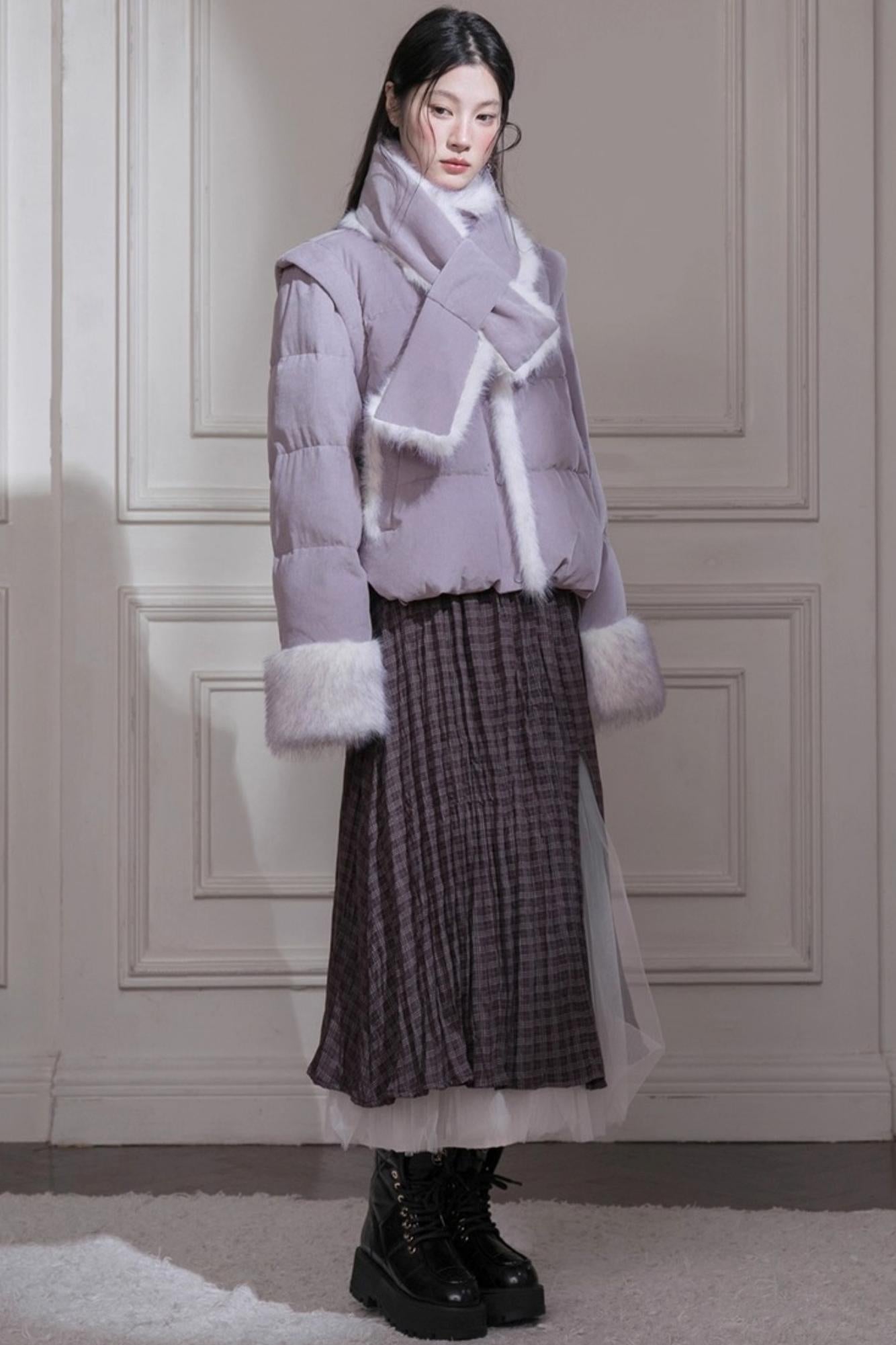 Romantic Pleated Plaid Skirt