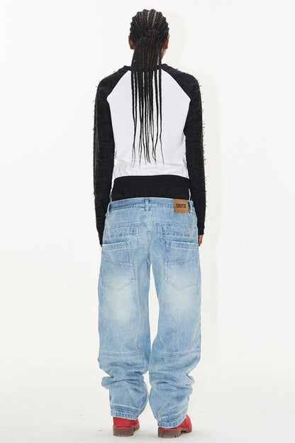 Double-Waist Denim Pants