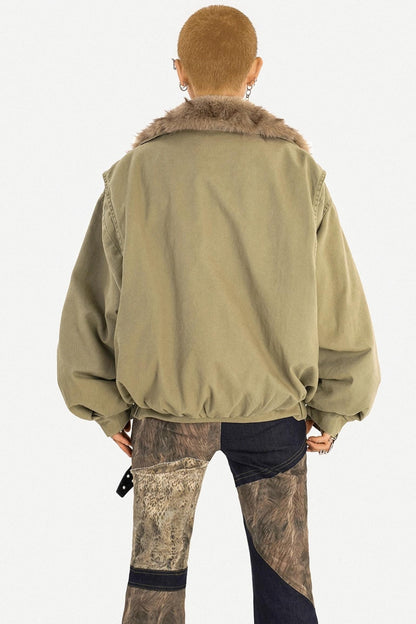 Punk Fur Collar Cotton Jacket