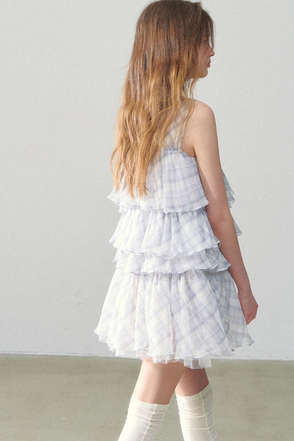Light Blue Gingham Tutu Dress