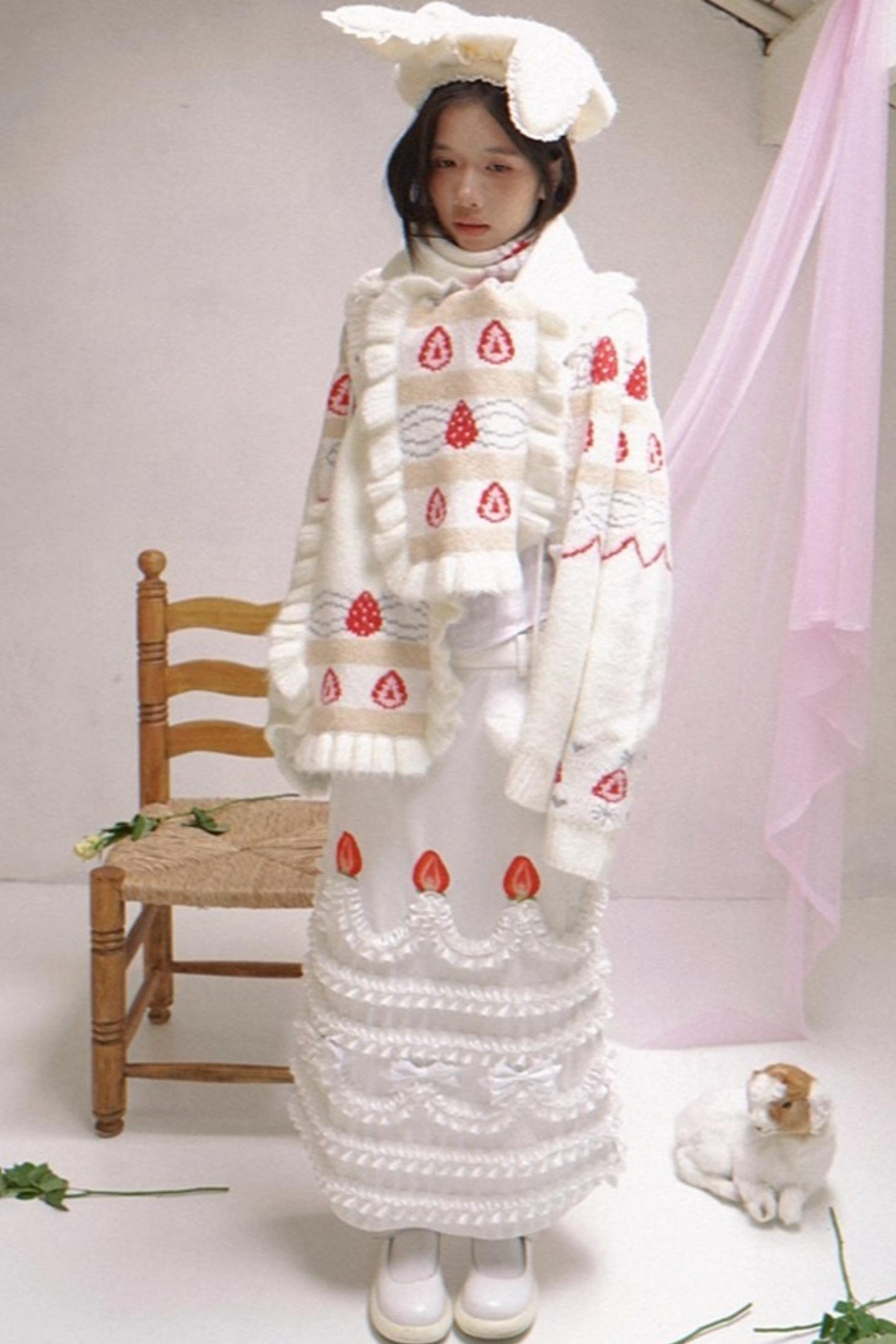 Happy Birthday Strawberry Mohair Cardigan