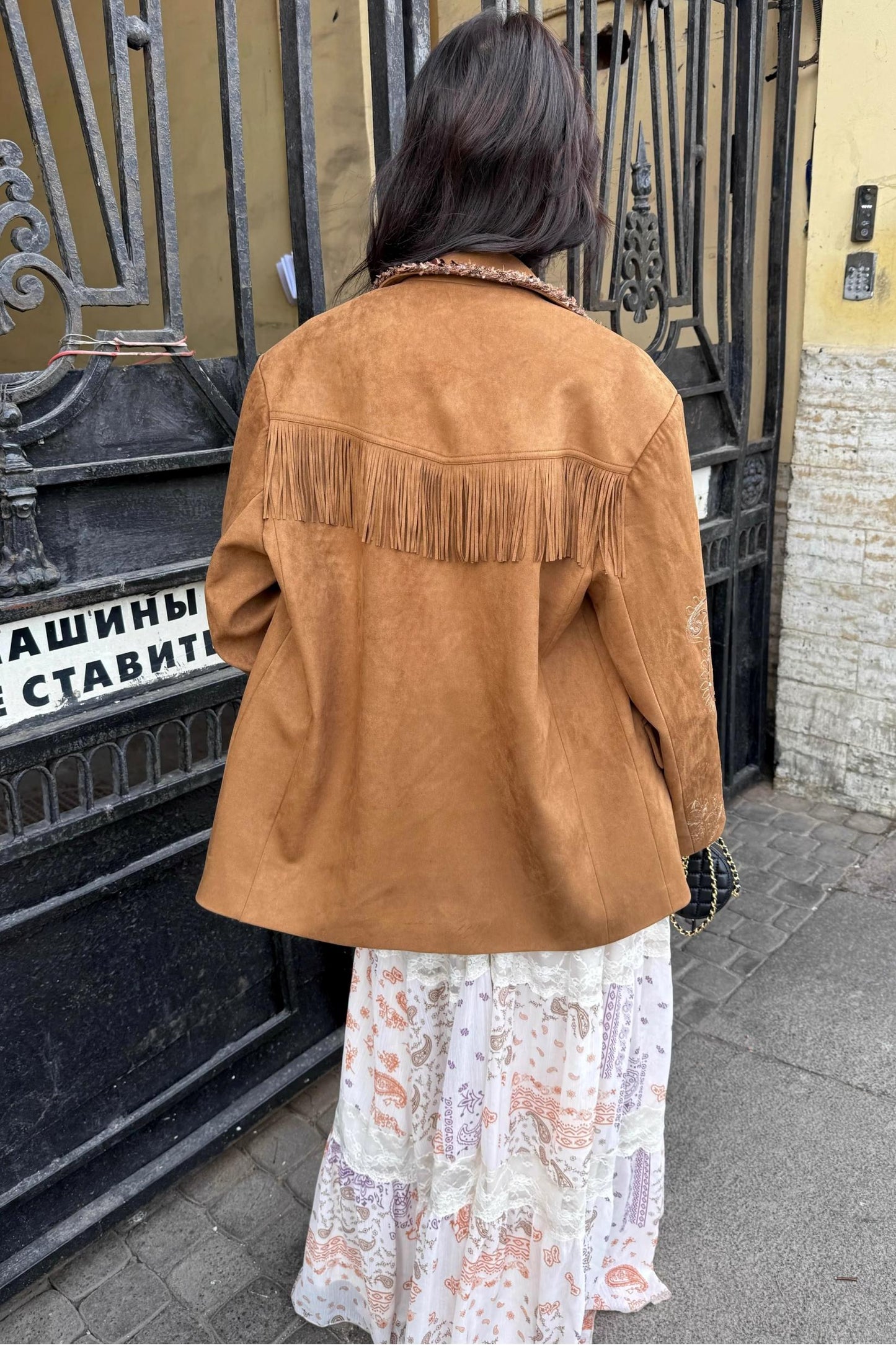 Sweet Bohemian Embroidery Fringed Blazer Set-Up