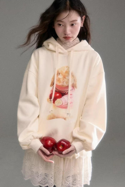 Apple Rabbit 후드 티셔츠