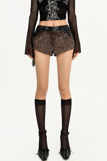 American Retro Leopard Print Shorts